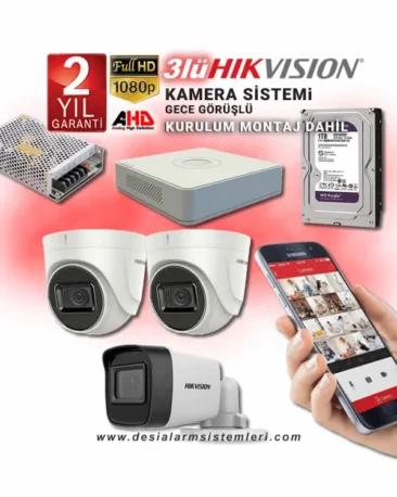 3lü Kamera Seti Hikvision