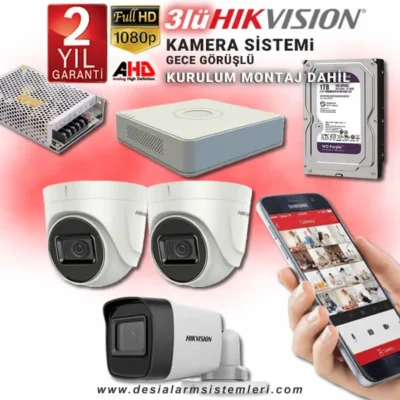 3lü Kamera Seti Hikvision