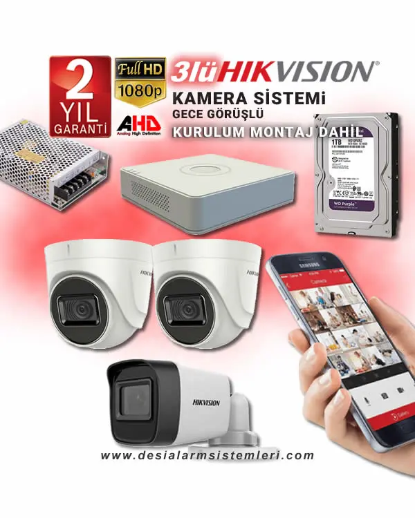 3lü Kamera Seti Hikvision