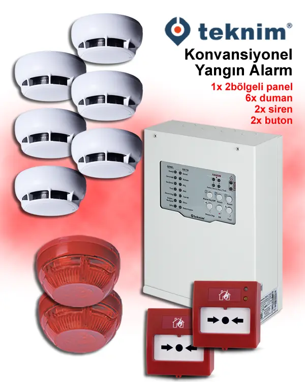 Teknim Konvansiyonel Yangın Alarm Sistemi Seti 6 Lı