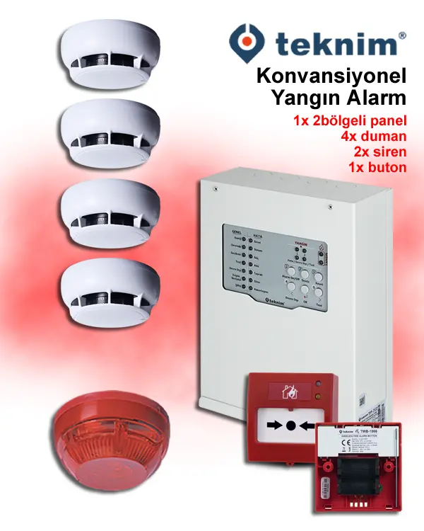 Teknim Konvansiyonel Yangın Alarm Sistemi Seti 4 Lü