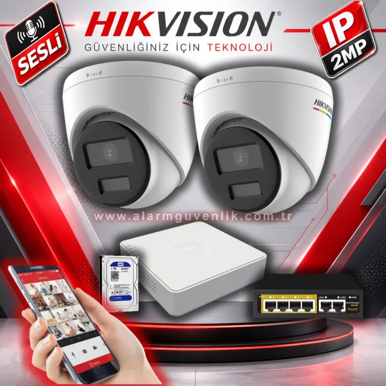 Hikvision IP 2 Kameralı Set (Sesli)